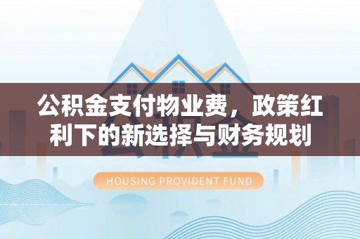 贡山公积金支付物业费，政策红利下的新选择与财务规划